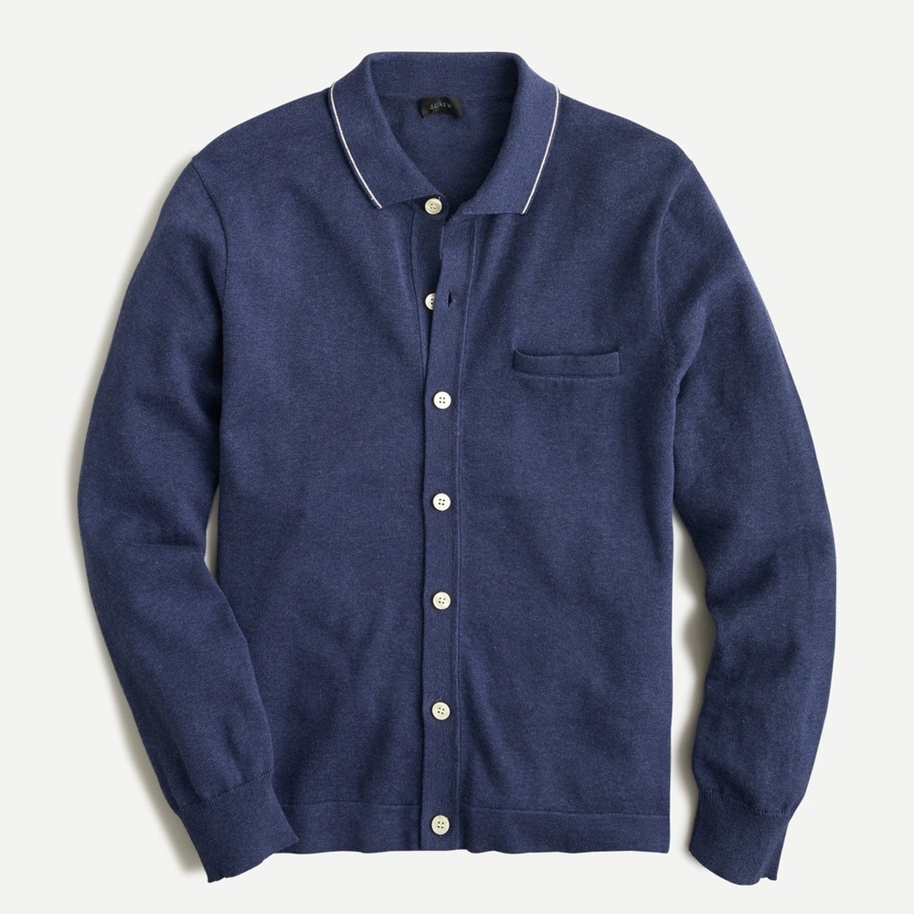 J. Crew Cotton polo cardigan sweater in Navy size M